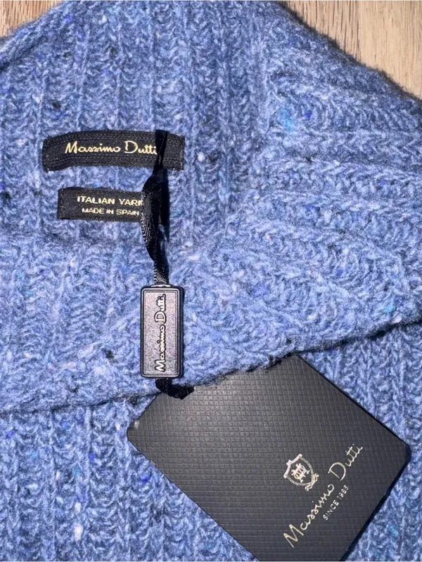 Massimo Dutti NWT Blue Italian Yarn Wool Knit Sweater - Size XS - Image 2