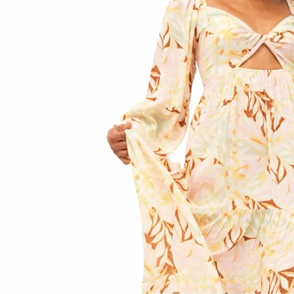 ROXY On Holiday Long-Sleeve Maxi Dress Twist‎ Front with Cutout, XS - Image 2