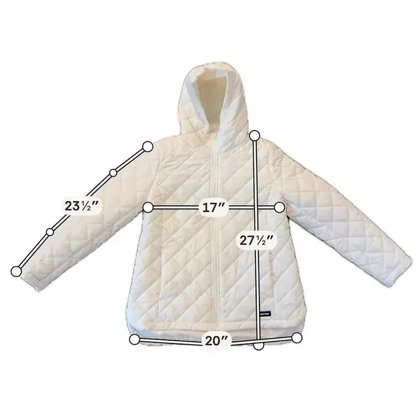 Lands’ End white featherless quilted hooded jacket size small - Image 3