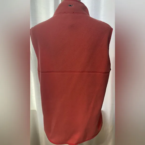 Vineyard Vines Martha's Vineyard Full-Zip Fleece Vest Coral Pink Size Large - Image 3