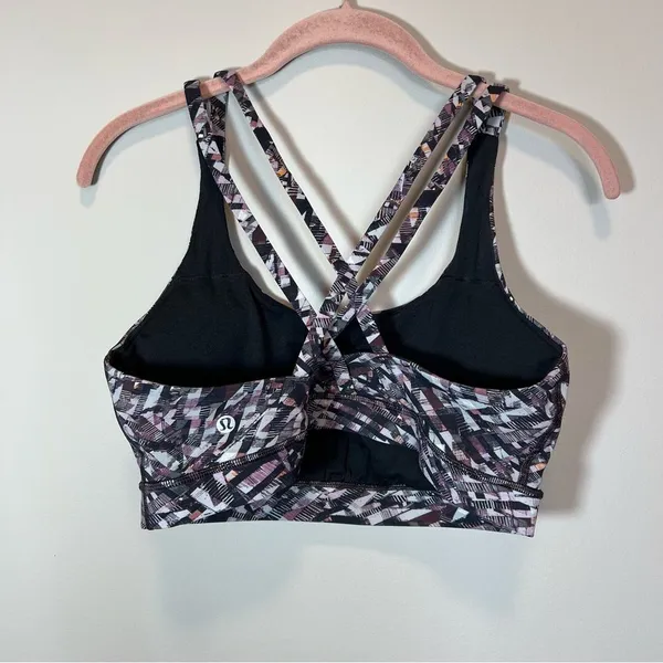 Lululemon Energy Bra Kaleidoscopic Pink Multi Medium Support 12 Black Gray‎ - Image 4