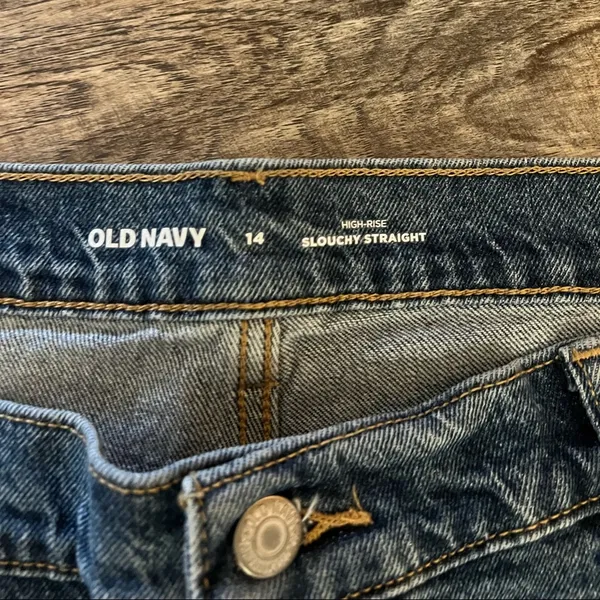 Old Navy high rise Slouchy straight jeans size 14 - Image 7