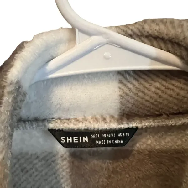 SHEIN Plaid Flap Pocket Drop‎ Shoulder Coat/Shacket Size Large - Image 3