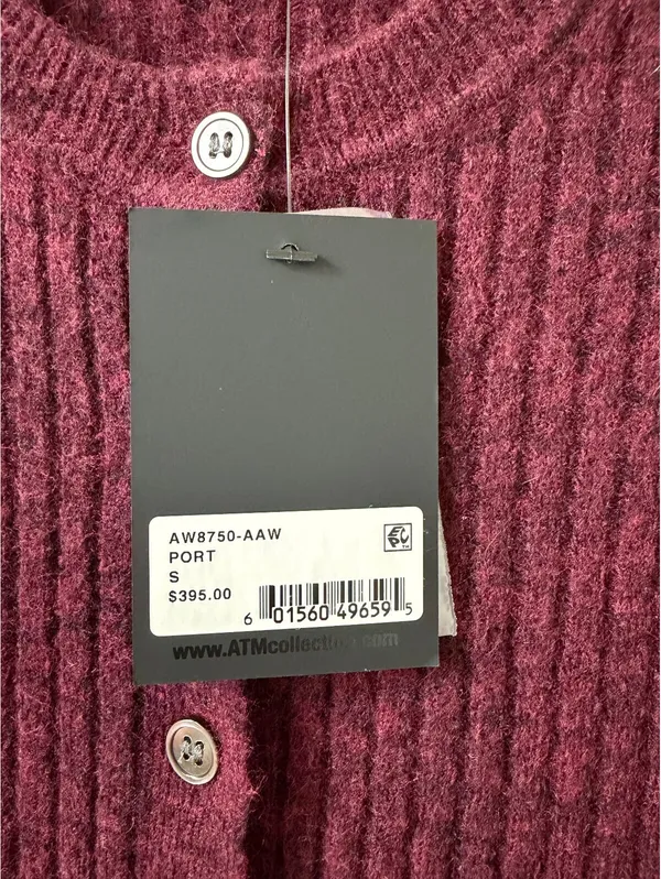 ATM Anthony Thomas Melillo Cashmere Blend Wide Rib Henley Sweater Dress Small - Image 4