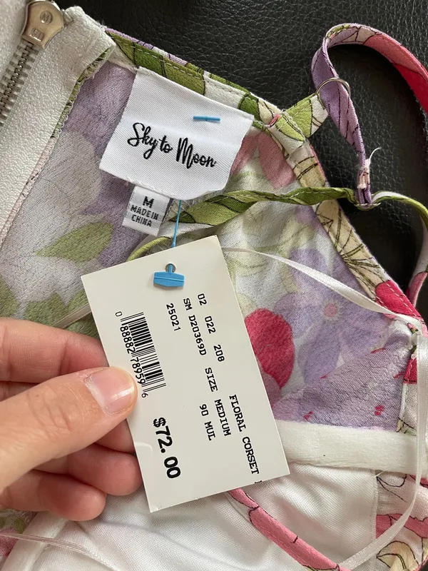 NWT sky to moon floral corset bodysuit M - Image 8