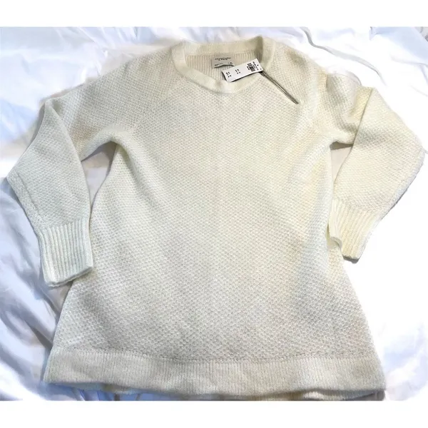 Abercrombie & Fitch Crewneck Knit Sweater | Zip Shoulder Cream NWT - Image 10