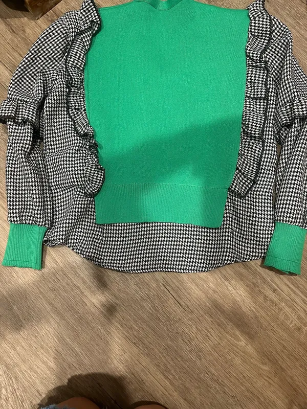 Green and houndstooth cardigan - Image 2