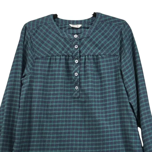 Duluth Trading Co Seawool‎ Plaid Henley Top Green Blue Long Sleeve 3237-97 - Image 3