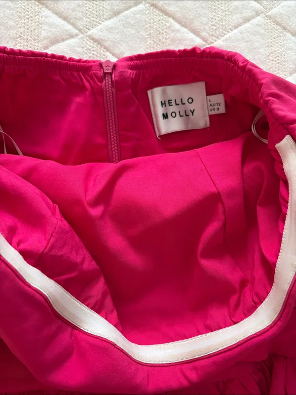 Hello Molly Looking Luxe Strapless Pleated Flared Mini Dress Pink Size Large 8 - Image 8