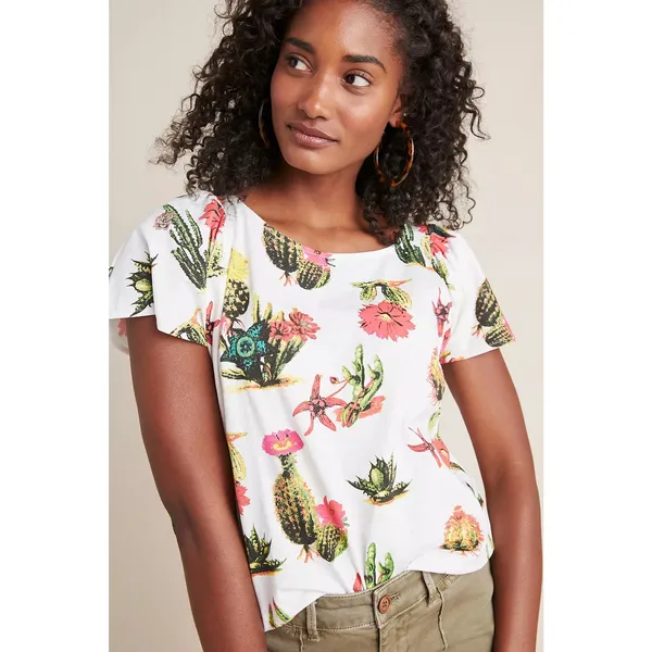 Anthropologie Eva Franco Cactus Tee Women's Blouse Top Shirt‎ S Cacti Succulent - Image 10