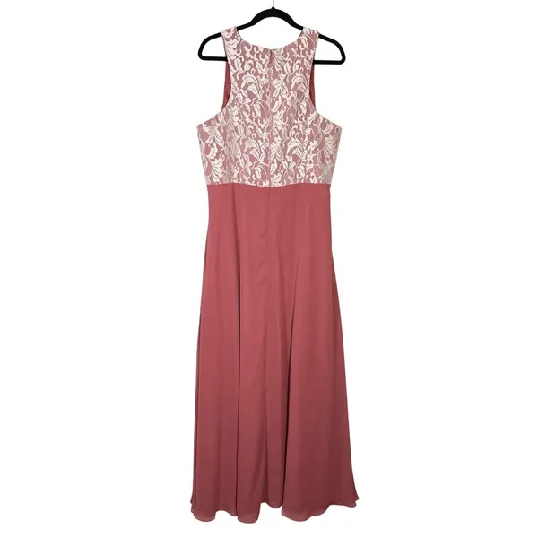 Azazie Rose Lace Bodice‎ Chiffon Skirt Maxi Dress Formal Evening Gown Size A 20 - Image 4