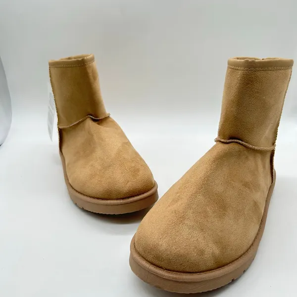 Josiny Faux Suede Boots Womens 11 Tan Classic Fur Lined Ankle‎ Booties NEW - Image 2