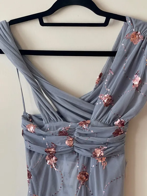 ZARA Draped Sequin Mini Dress blue - Image 10