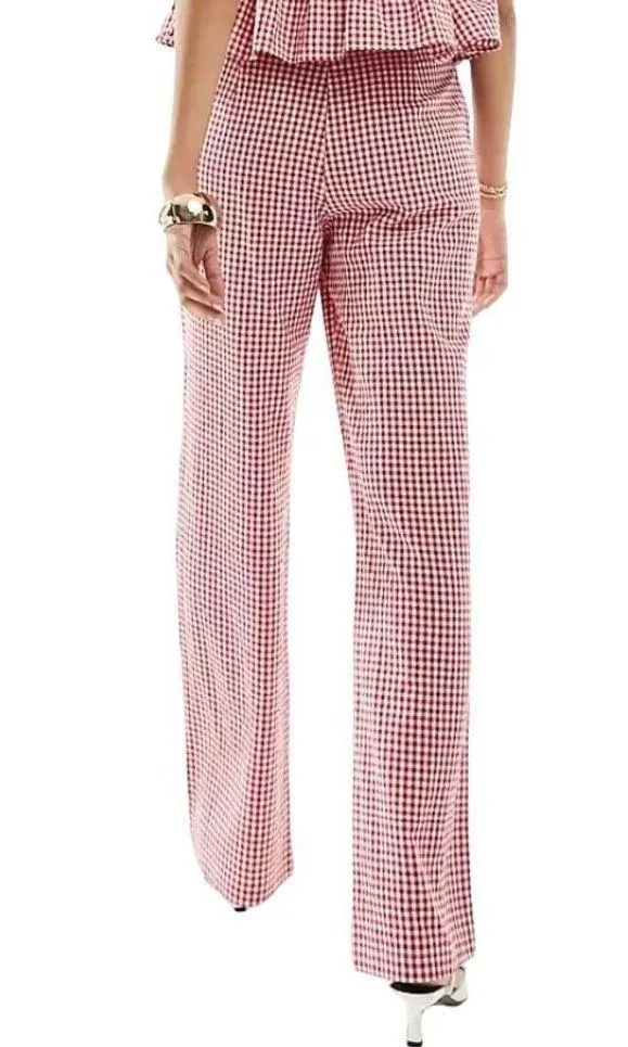 The Frolic Straight Leg Trouser in Red Gingham, Size 8​ - Image 3