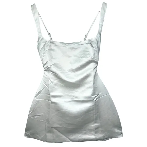 NWT Babyboo Sofie Ivory Satin Square Neck Fit & Flare Mini Dress Womens Size XS - Image 9