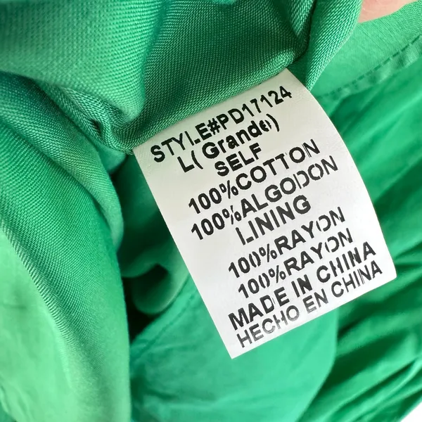 Papermoon NWT Green Cotton Cutout Spaghetti Strap‎ Pleated Mini Dress Size L - Image 7