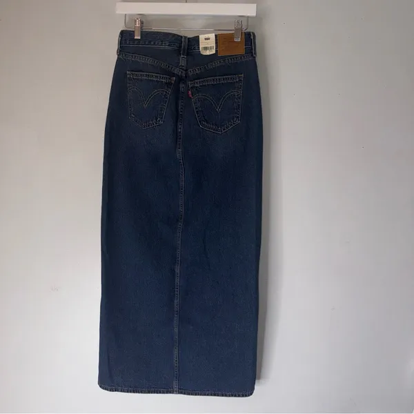 NWT Levi’s Front‎ Slit Maxi Denim Skirt Size 24 Preppy - Image 4