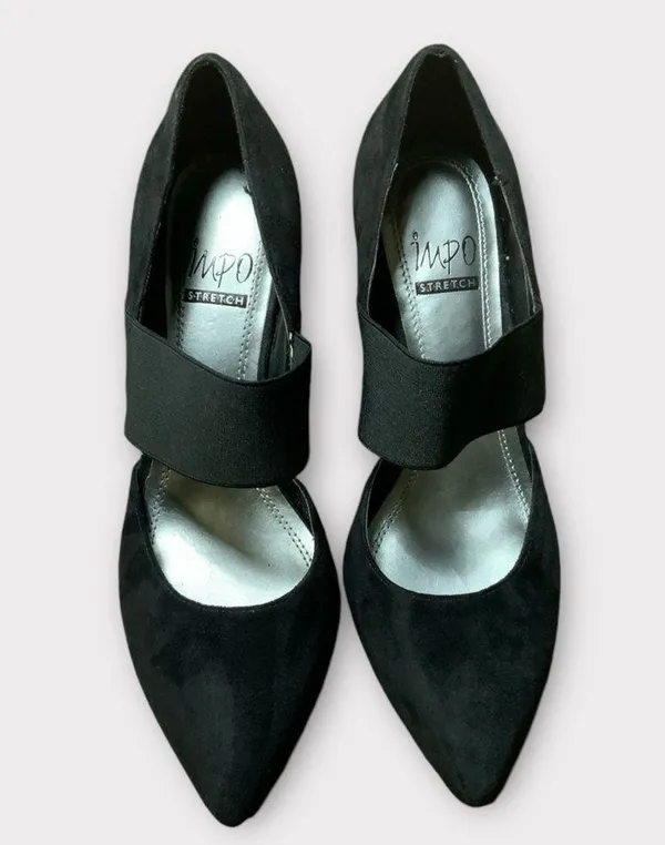 Women’s Impo Stretch Black Suede Kitten Heel Shoes Size 8 Pointed Toe - Image 8