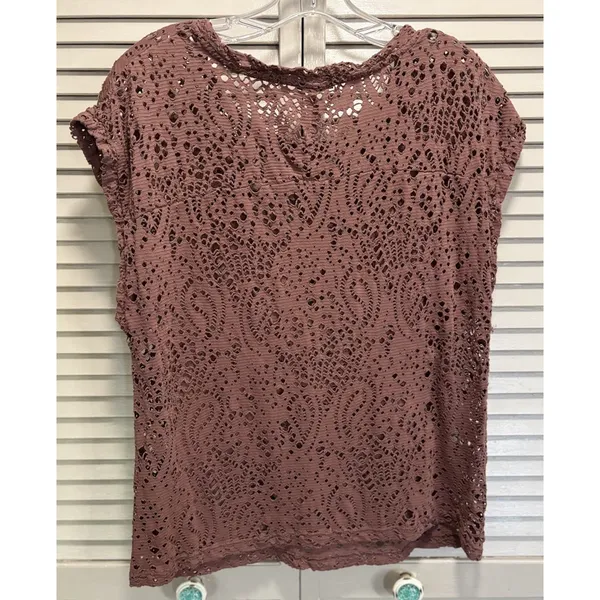 Mossimo Holey Paisley Short Cap Sleeve Round Neck Top Size XL Soft - Image 4