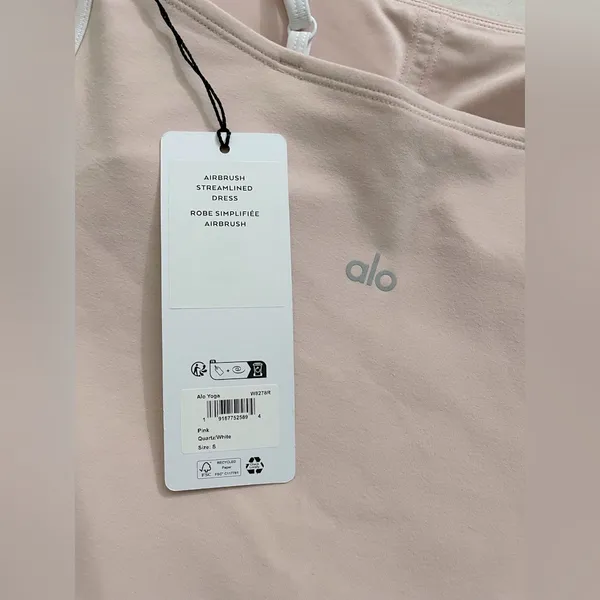 ALO Yoga NWT Airbrush Streamlined Dress Pink Quartz White Size S - Image 6