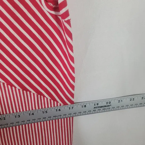 BLEU Stripe Asymmetric Hem Tunic Top XL Red White Multi Directional Long Sleeve - Image 5