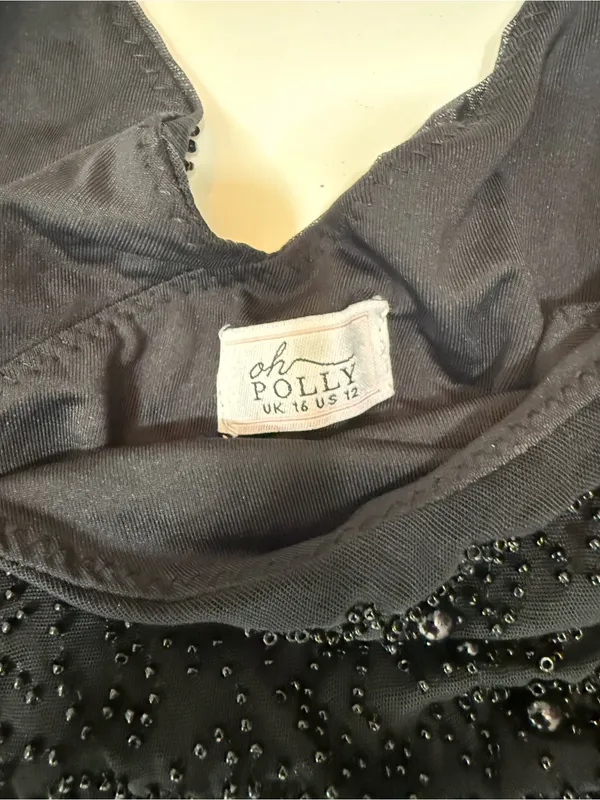 Oh Polly Epernay Black Beaded Cut Out Mini Dress Size 12 - Image 5