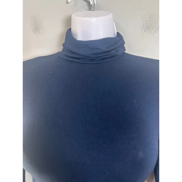 J.Crew 365 Navy‎ Blue Long Sleeve Turtleneck Bodysuit Small Slim Fit Minimalist - Image 2