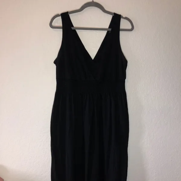 Old Navy Dress Black Sleeveless Maxi Dress Sz L GUC V Neck Surplice Neck - Image 3