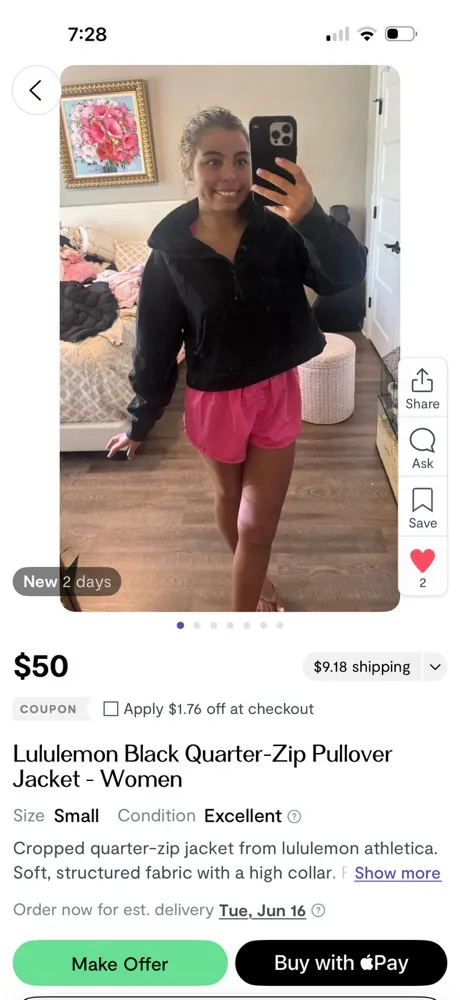 Lululemon Black Quarter-Zip Pullover Jacket - Women - Image 9