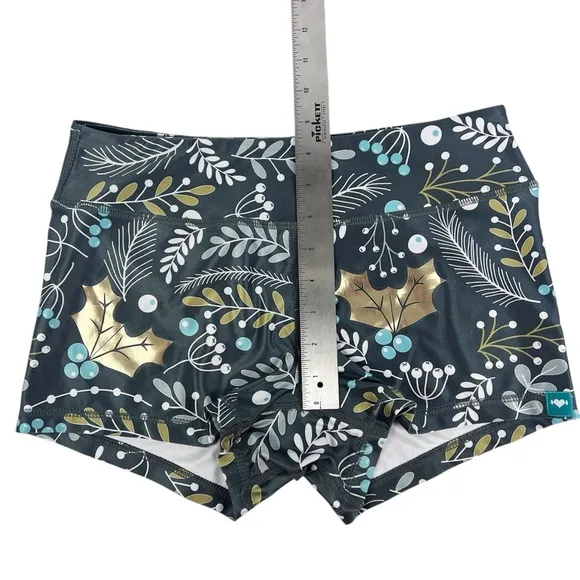 Wodbottom Blue Gold Foil Holly Winter Shorts 3" CrossFit‎ Workout Size Medium - Image 4