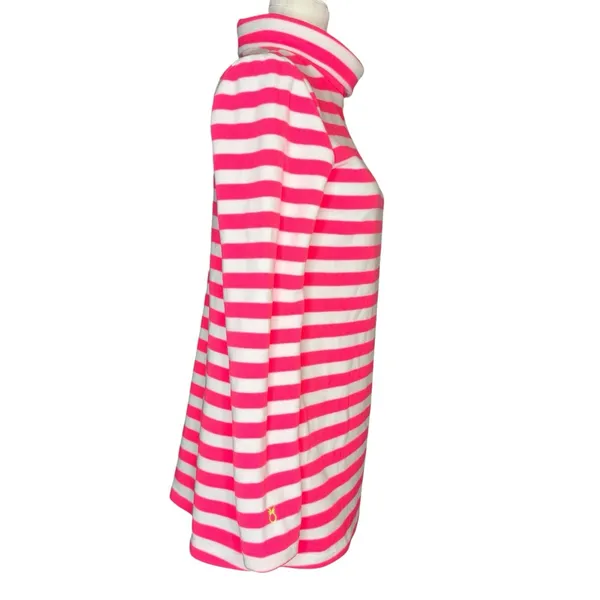 NWT Dudley Stephens S Pink‎ Striped Cobble Hill Vello Fleece Mock Neck Pockets - Image 2