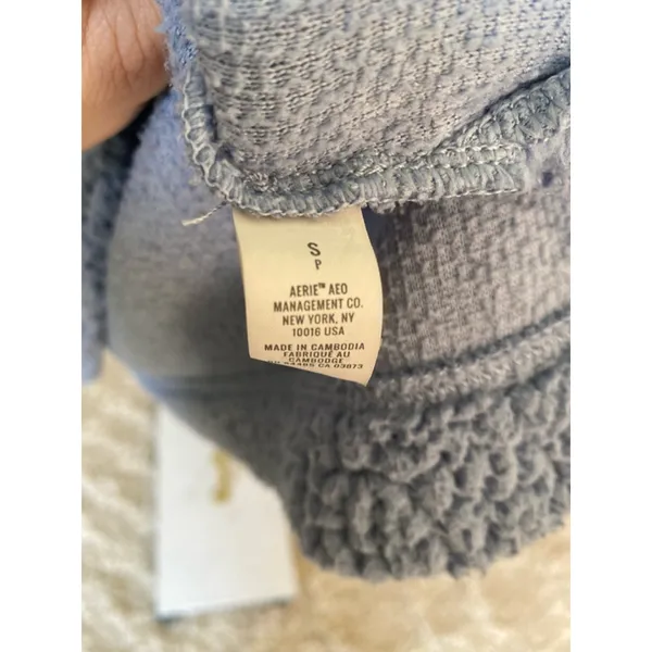 Aerie Blue Sherpa Pullover Polo Fleece Lounge Quarter Zip Y2K Cozycore Plush Ski - Image 7