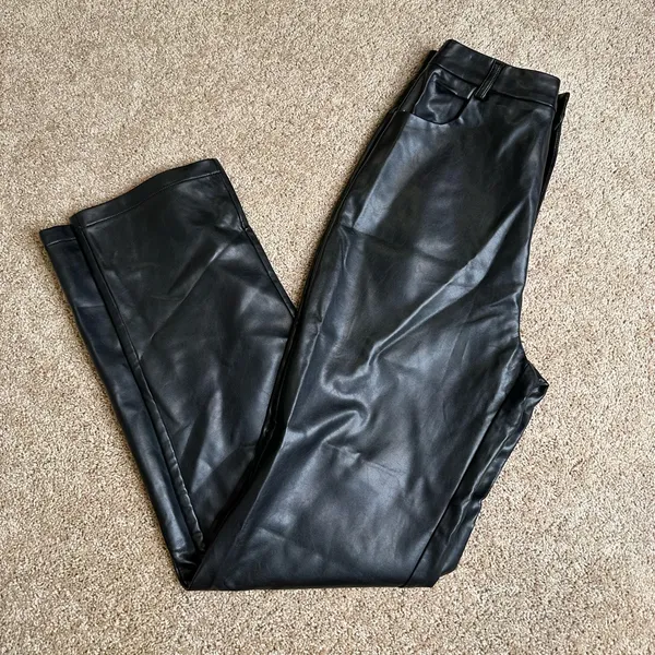 White Fox Black Leather Pants‎ - Image 2
