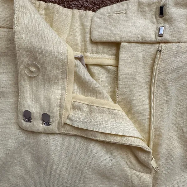 Linen Blend Rachel Zoe Pant Womens 4 Butter Yellow Spring Pastel Preppy 28 x 25 - Image 8