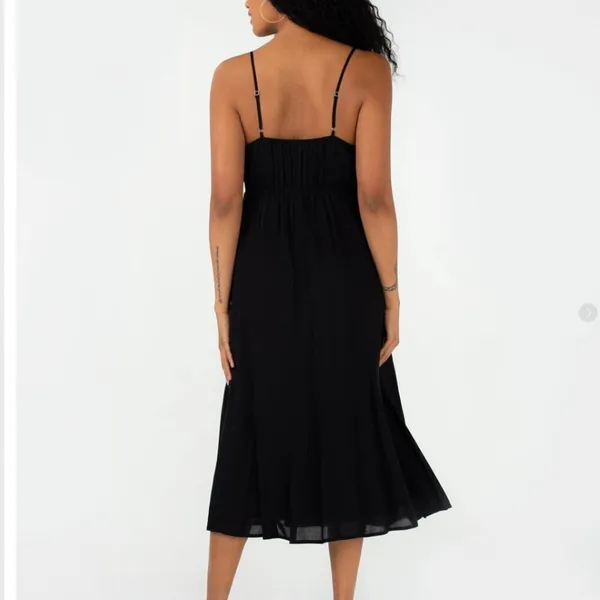 Lovestitch Women's Size Small Slow Dance Slip Dress Black Midi Sleeveless V-Neck - Image 2