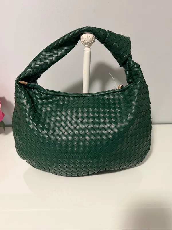 Melie Bianco Dark Green Woven Hobo Bag - Image 2