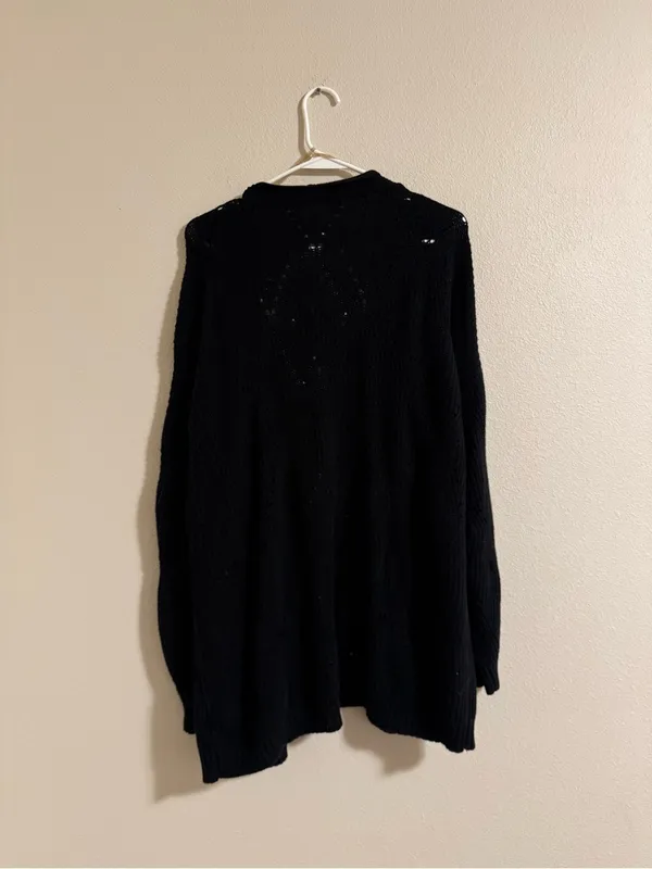Harper Black Open-Front Knit Cardigan - Image 3