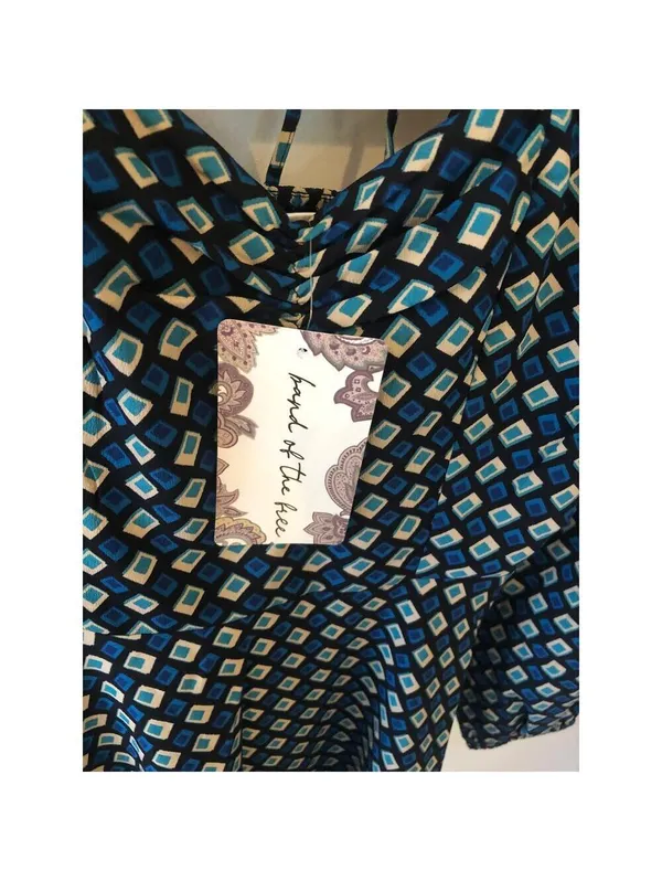 Band of the Free NWT Womens Genevieve Teal Diamond Long Sleeve Mini Dress Size S - Image 8