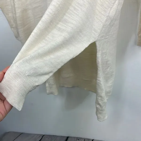 Anthropologie Moth Womans Ivory Tan Sweater Oversized Long Tunic Slits size XS - Image 9