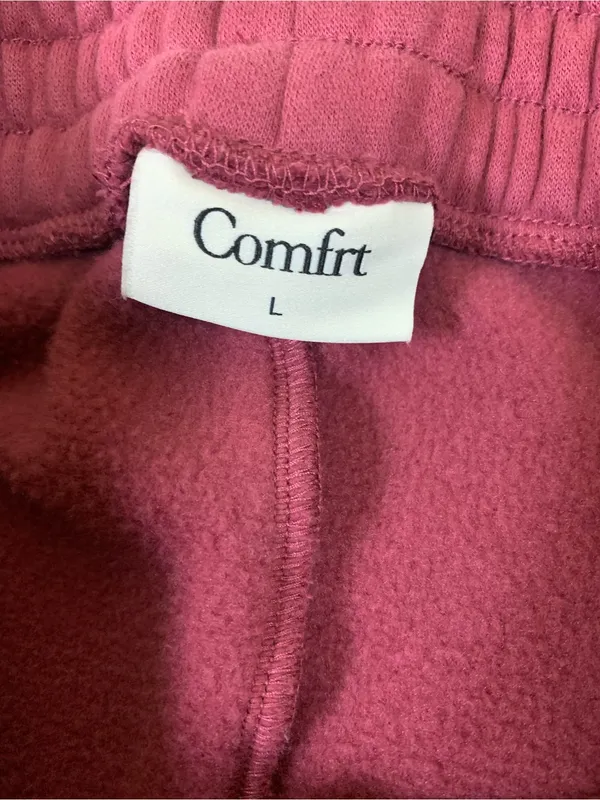 Comfrt Burgundy Sweatpants L Wide Leg Oversized Fleece Lounge Athleisure - Image 5