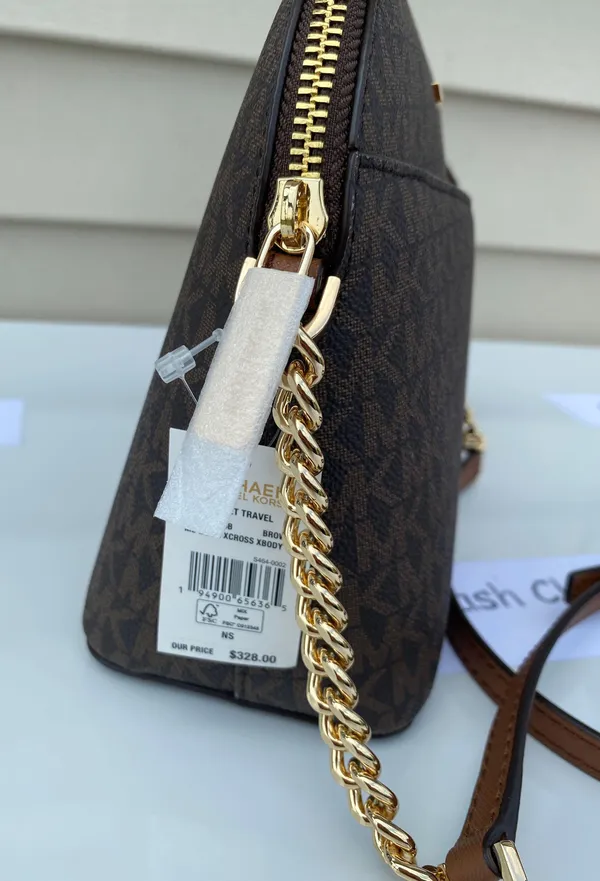 Michael Kors JET Set Travel Dome Medium Crossbody Bag - Brown - Image 9
