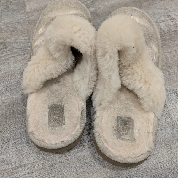 Ugg Gold Metallic Slippers Size 38 - Image 4