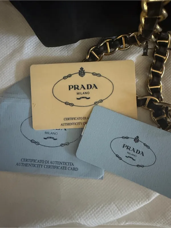 Prada Tessuto Nylon Chain Shoulder Bag Black Triangle Logo Pre-owned Auth VTG - Image 6