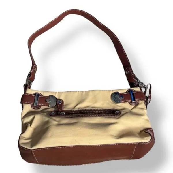 Vintage Etienne Aigner Beige Canvas Leather Shoulder Bag Classic Neutral Purse‎ - Image 2