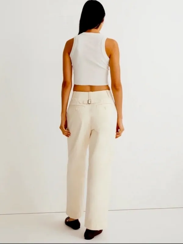 Madewell Relaxed Chino Pants Antique Cream High Rise Wide Leg Size 14 - Image 2