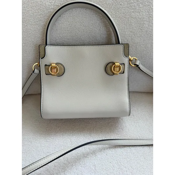 Tory Burch Petite Lee Radziwill Double Suede Leather Crossbody Bag Cream Women - Image 2