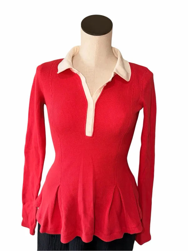 NWOT Free People Gracie Long Sleeve Top Waffle Knit - Image 5