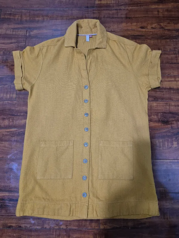 Anthropologie Pilcro Button yellow summer bohemian Shirt Dress size XS - Image 9