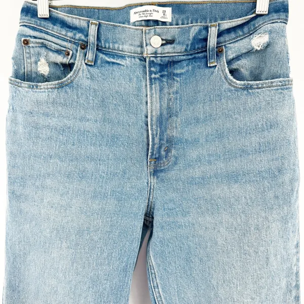Abercrombie & Fitch The 90s Straight Ultra High Rise Distressed Ripped Jeans‎ 29 - Image 2