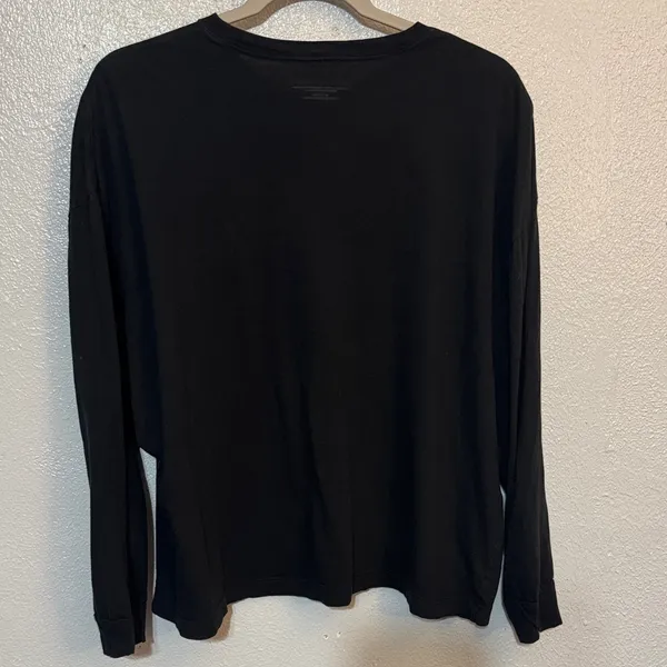 Victoria's Secret Black Bling Long Sleeve Lounge Shirt Rhinestone Logo Signature - Image 5